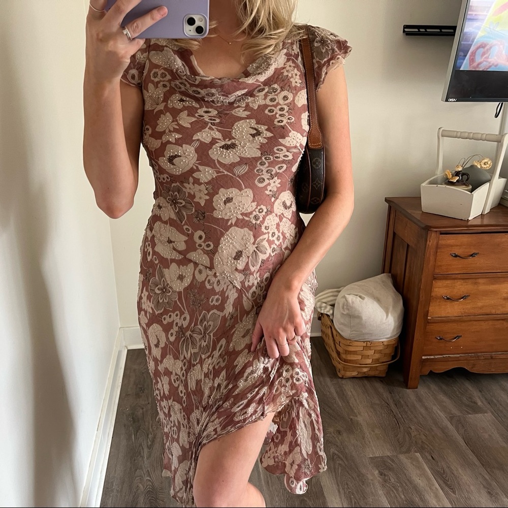 SOLD Stunning silk beaded gown